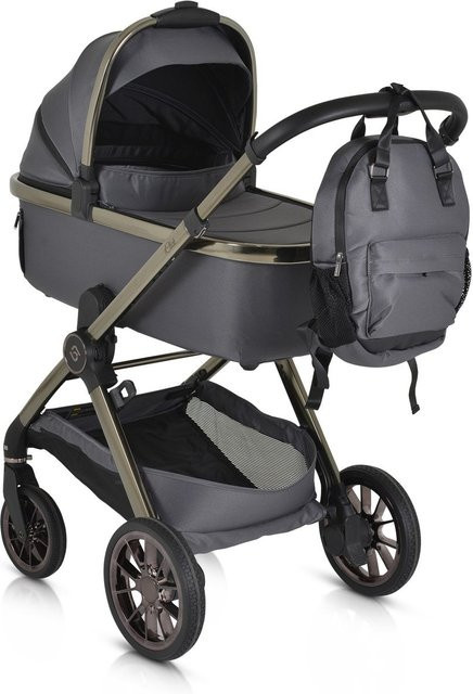 Cangaroo 2in1 Kinderwagen iClick klappbar mit Babywanne, Sportsitz und Wickeltasche in Grau - Bild 1