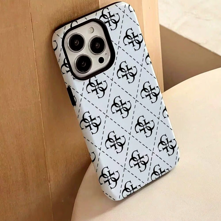 G-GUESSES Glänzende Handyhülle mit HD-Doppelschicht-Flüssigkeitsrückseite für iPhone 17 16 15 14 13 12 Pro Max Plus, Farbe: Weiß - Bild 4