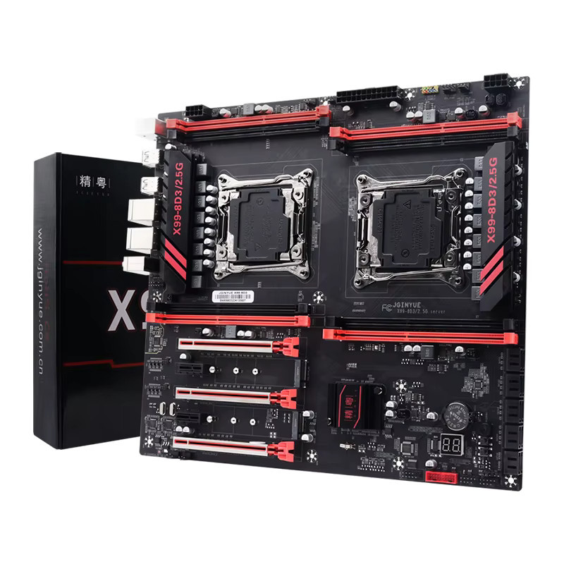 JGinyue X99-8D3 Gaming-Mainboard LGA 2011-3 für Xeon E5 V3 V4 CPUs, 8x DDR3 RAM-Steckplätze, 2,5G LAN und NVMe M.2, Schwarz - Bild 4