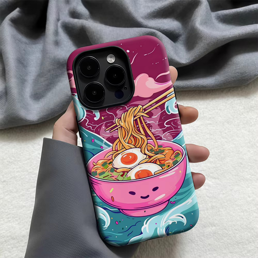 Potdemiel Handyhülle Nudel Schüssel Surf für iPhone 17 16 15 14 13 Pro Max Plus Multicolor mit doppelschichtiger Rückseite - Bild 4