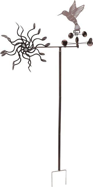 Windskulptur Kolibri aus Metall in Schwarz als Windrad für Garten und Terrasse von mfySpace - Bild 1