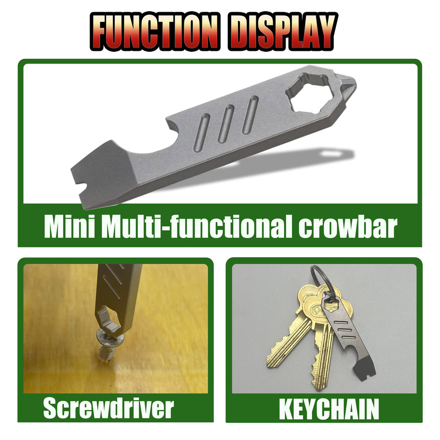 Multifunktionales EDC Outdoor-Gadget: Mini-Brechstange, Flaschenöffner, Messstab und Sechskantschlüssel für dein Camping-Equipment - Bild 2