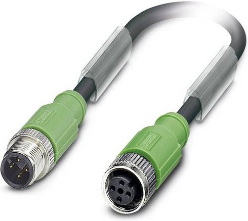 Phoenix Contact Sensor-Aktor-Steckverbinder M12 Stecker gerade mit Buchse gerade, 4 Polzahl, grau und grün, Kabellänge: 1,50 m - Bild 1