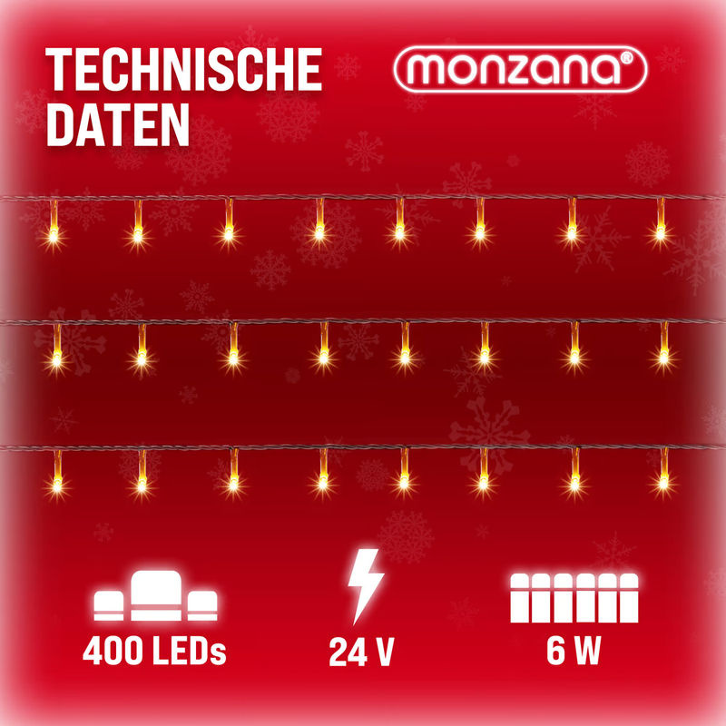 Monzana LED Weihnachts-Lichterkette in Warmweiß mit Fernbedienung, Timer und Dimmfunktion, 40 m Länge, IP44 wetterfest für Innen- und Außenbereich - Bild 4