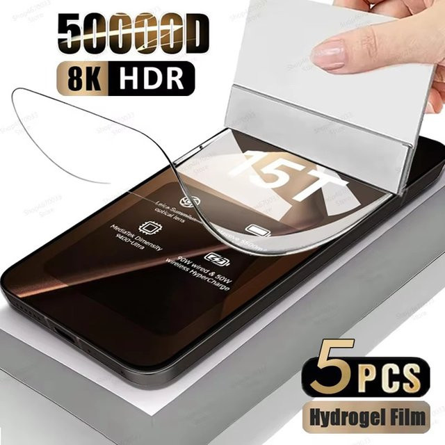 5 Stück HD Hydrogel-Displayschutzfolien für Xiaomi 15T Pro 14T 13T 12T 11T 10T 17Pro Max 14 15 13 12 11 Ultra Pro Lite, transparent - Bild 1