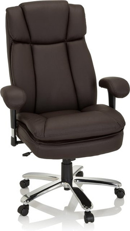 hjh OFFICE Drehstuhl BUILDER XXL Executive Chair aus Kunstleder mit Armlehnen, höhenverstellbar, Weiß/Braun
