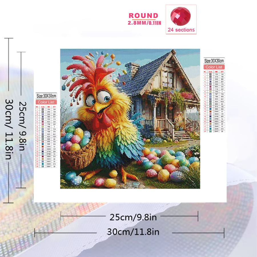 EverShine Diamant-Stickerei DIY Set Hahn Motiv in Mehrfarbig, B/B/H: 20 x 20 x 20 cm - Bild 2