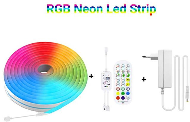 MALITAI Tuya Smart Life WiFi LED-Neonlichtstreifen RGB, bunt, 1m, mit EU-Stecker und Clips, kompatibel mit Alexa und Google Home - Bild 1