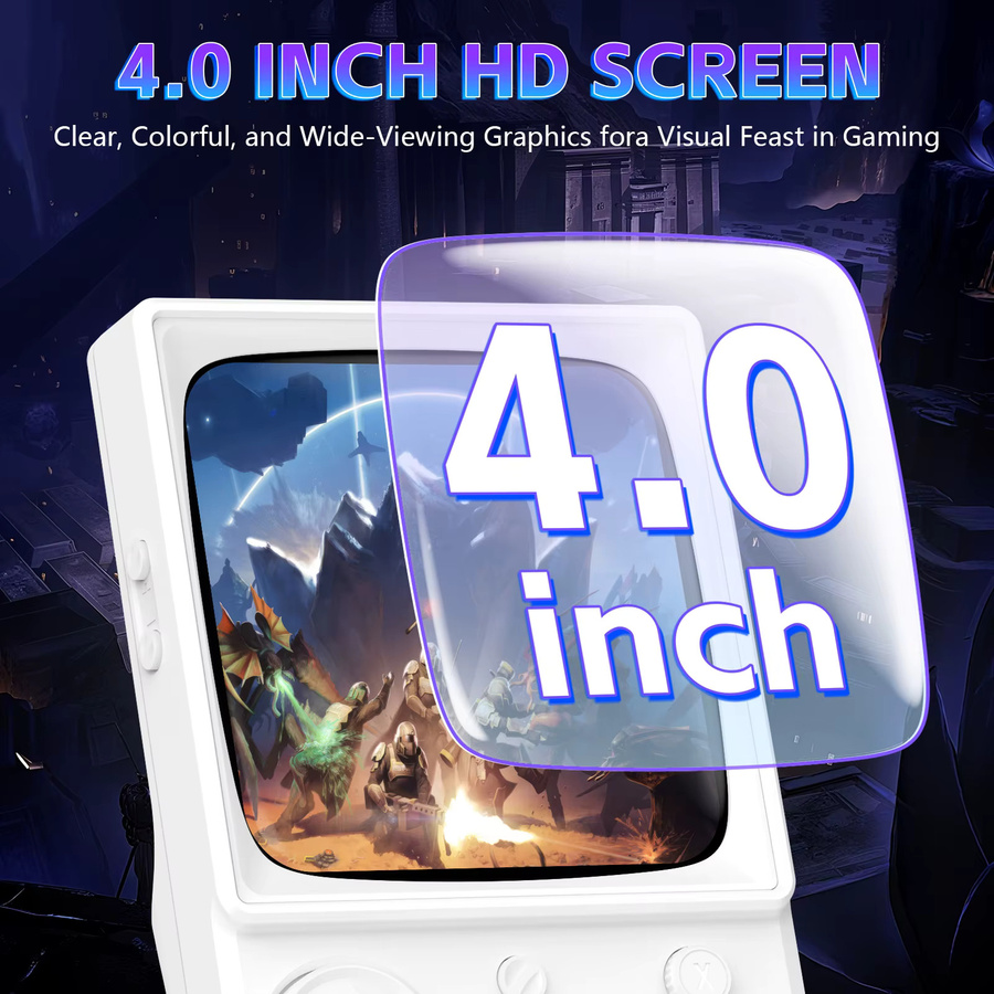 AISLPC RG45 MAX Retro Handheld-Spielkonsole mit 4,0 Zoll IPS-Bildschirm, 64GB/128GB Speicher und EmuEMEC-System, Tragbarer Taschen-Spieler mit Wi-Fi, Schwarz/Weiß - Bild 2