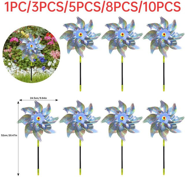 BC Pet Supplies Reflektierende Windmühle zur Vogelabwehr in Multicolour für Garten und Obstgarten - Bild 1
