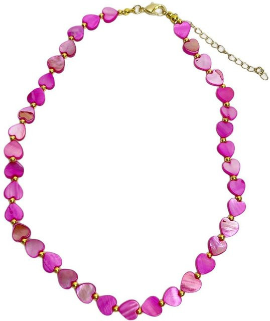 Halskette Herz Choker, Perlmutt, Mehrfarbig, Damen, pink - Bild 1