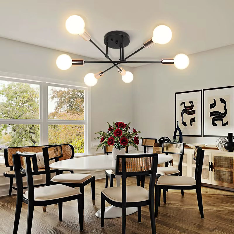 CHENBEN LED Kronleuchter Modern Rund in Schwarz und Weiß aus Metall und Glas für Wohnzimmer, Esszimmer und Küche - Bild 3