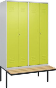 C+P PSA Doppel-Spind Classic PLUS Sitzbank mit 4 Abteilen, Buche-Hartholz und Zylinderschloss, B/T/H: 212 x 120 x 81,5 cm - Bild 1