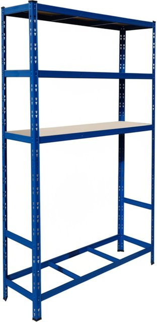 Relaxdays Reifenregal aus Stahl in Blau mit 3 höhenverstellbaren MDF-Ablagen für 6 Reifen, H x B x T: 180 x 120 x 40 cm - Bild 1