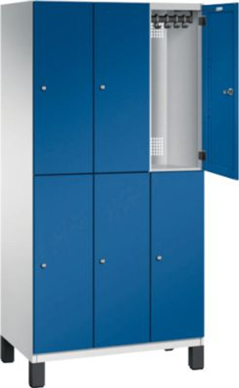 C+P Doppelstockspind Cambio auf Füßen mit 6 Fächern, Korpus Lichtgrau und Front Enzianblau, H x B x T: 198 x 90 x 52,5 cm - Bild 2