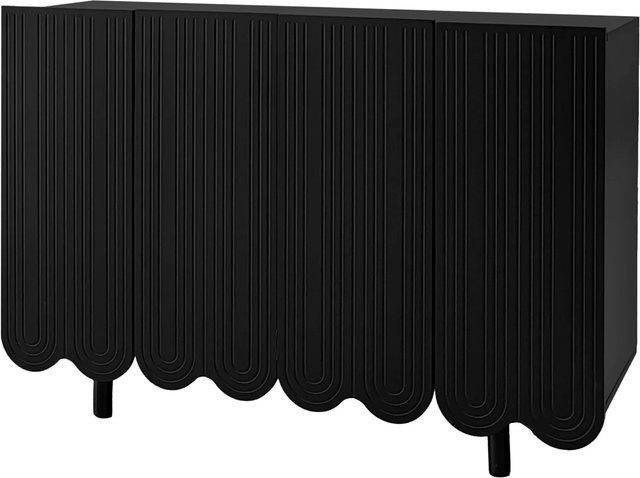 okwish Sideboard Modern mit tropfenförmigen Türen in Schwarz, B/T/H: 120 x 37 x 80 cm - Bild 1