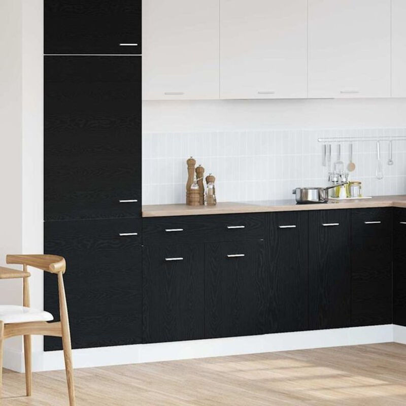 Schrank Riga mit Schubladen von Vidaxl in Schwarz und Eichen-Optik, modern und minimalistisch aus Holzwerkstoff - Bild 1
