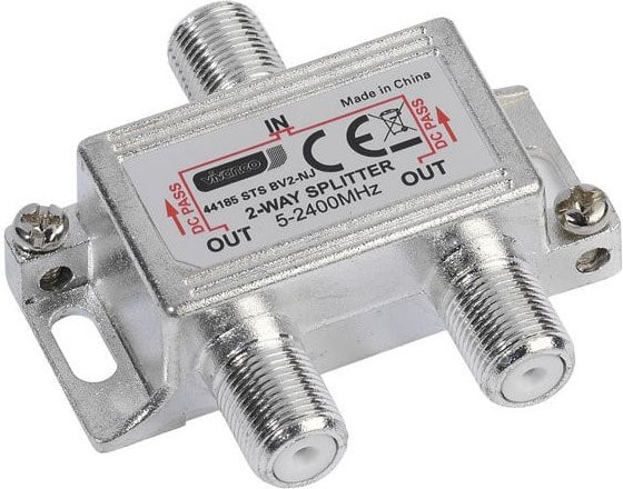 Vivanco SAT Universal-Antennenverteiler 2-fach in Silber (44185) - Bild 1