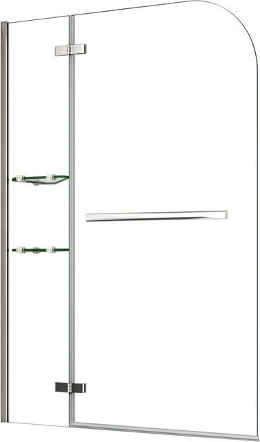 AICA Badewannenaufsatz Duschwand Faltwand aus ESG Glas in Transparent mit Handtuchhalter und Eckregalen, B: 90 cm, B: 140 cm - Bild 1