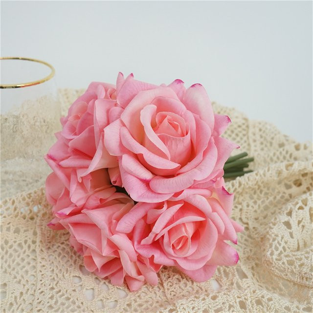 Anlincong Künstliche Rosen in Weiß und Pink, 5er Bündel für Hochzeit, Party und Heimdekoration - Bild 1
