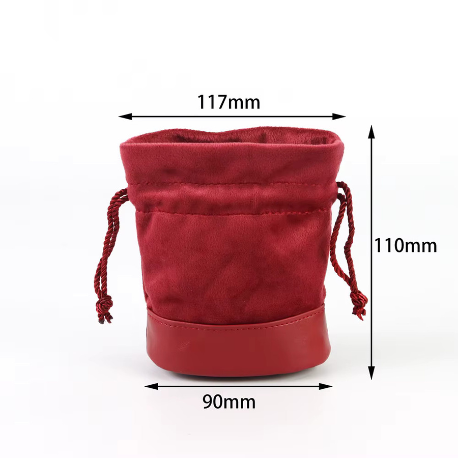 Dormia Würfeltasche, Rote Würfeltasche mit PU-Leder + Samt-Spleißdesign, Beutel mit Kordelzug - Bild 2