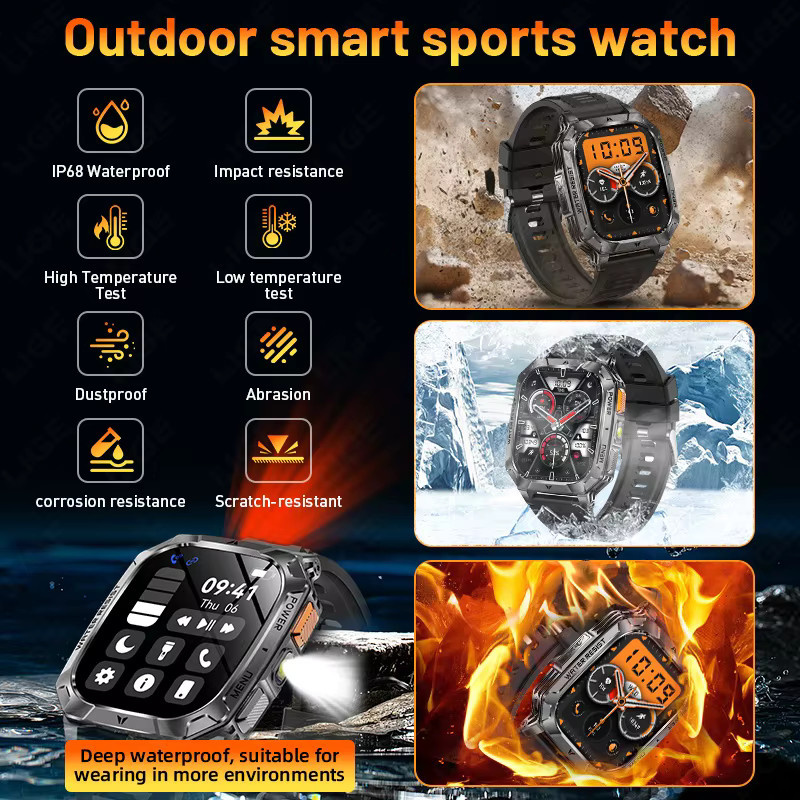 LIGE Smartwatch, Schwarz, Silikon, Herren - Bild 4