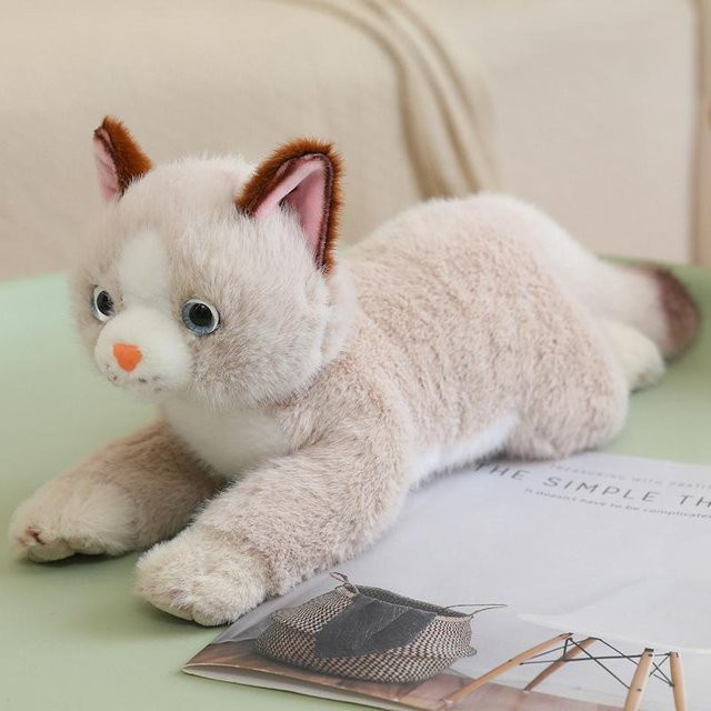 Yiran Health & Beauty Katzen-Stofftier, Plüschtier, 40cm, Orange Grau Schwarz Weiß Braun - Bild 1