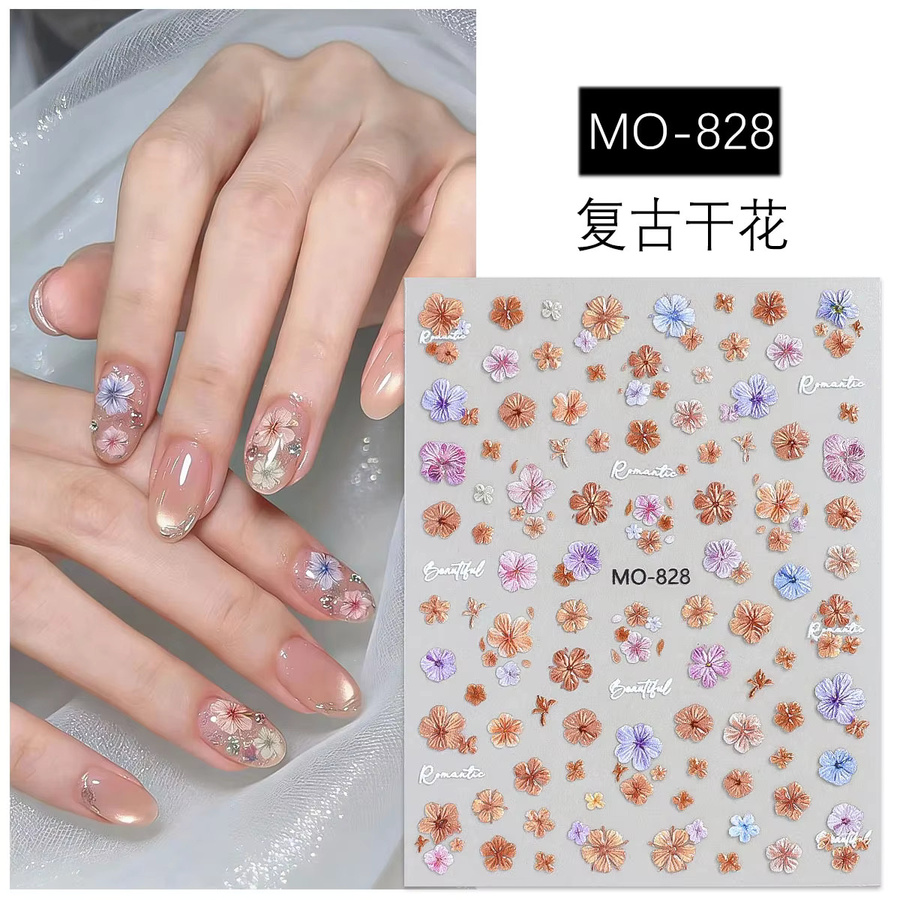Rhstoe Nagelaufkleber Stickerei-Blumen, Bunt, 5D - Bild 1