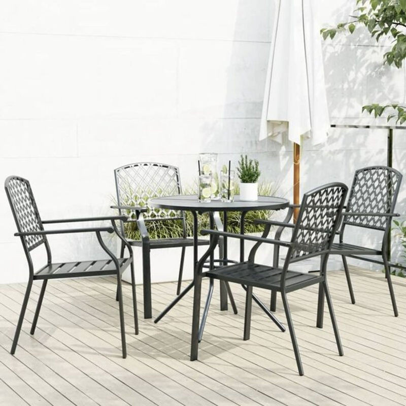 5-teiliges Gartenmöbel-Set Vidaxl aus stapelbarem pulverbeschichtetem Stahl in Anthrazit und Schwarz - Bild 1