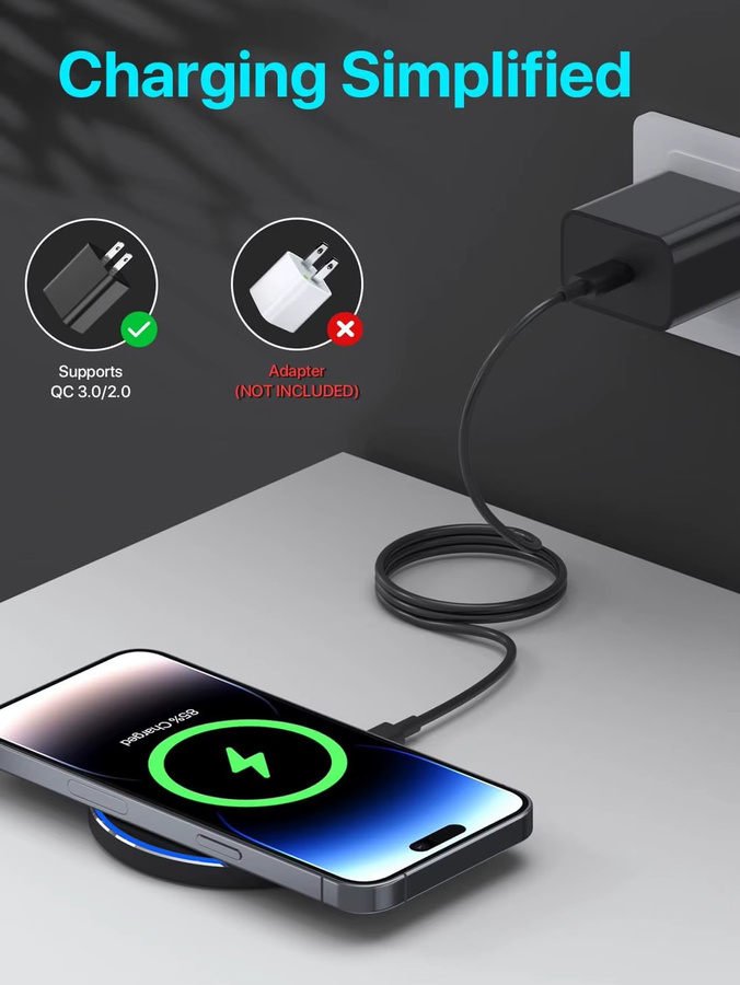 KEPHE Kabelloses Ladegerät in Schwarz – Induktive Schnellladestation für iPhone und Samsung Xiaomi - Bild 2