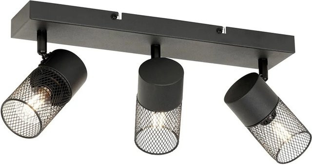 QAZQA Industrieller Deckenstrahler Jim, 3-flammig, verstellbar und dimmbar, Schwarz, Stahl - Bild 1