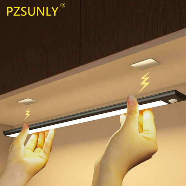PZSUNLY LED Unterschrankleuchte mit Bewegungsmelder in Weiß oder Silber für Küchenschrank, Schlafzimmer und Kleiderschrank - Bild 1