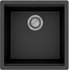 Hansgrohe Unterbauspüle S53 SilicaTec in Graphitschwarz, Breite: 43,6 cm, Tiefe: 43,6 cm - Bild 1