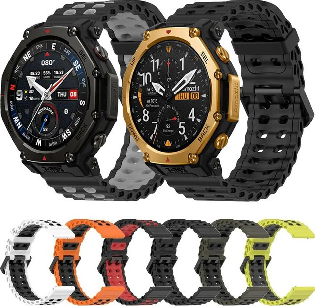 Uhrenarmband Silikon, 22mm, für Amazfit T-Rex3 Pro 48mm, Huawei Watch 5, GT6-5-4 Pro 46mm, Multicolor, Unisex - Bild 1