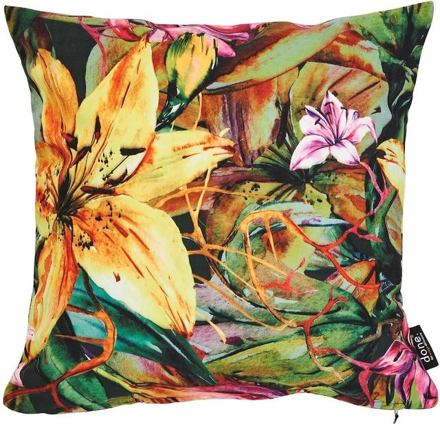 DONE Kissenhülle Velours mit floralem Print in Multicolour - Bild 1