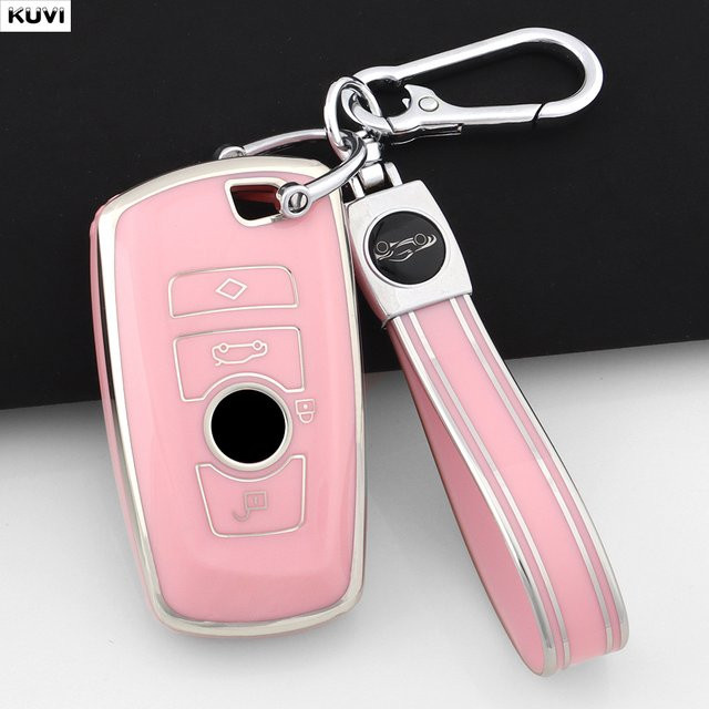 Kuvi TPU Schlüsselhülle für BMW 1 3 5 7 Serie X1 X3 X4 X5 in Pink - Bild 1