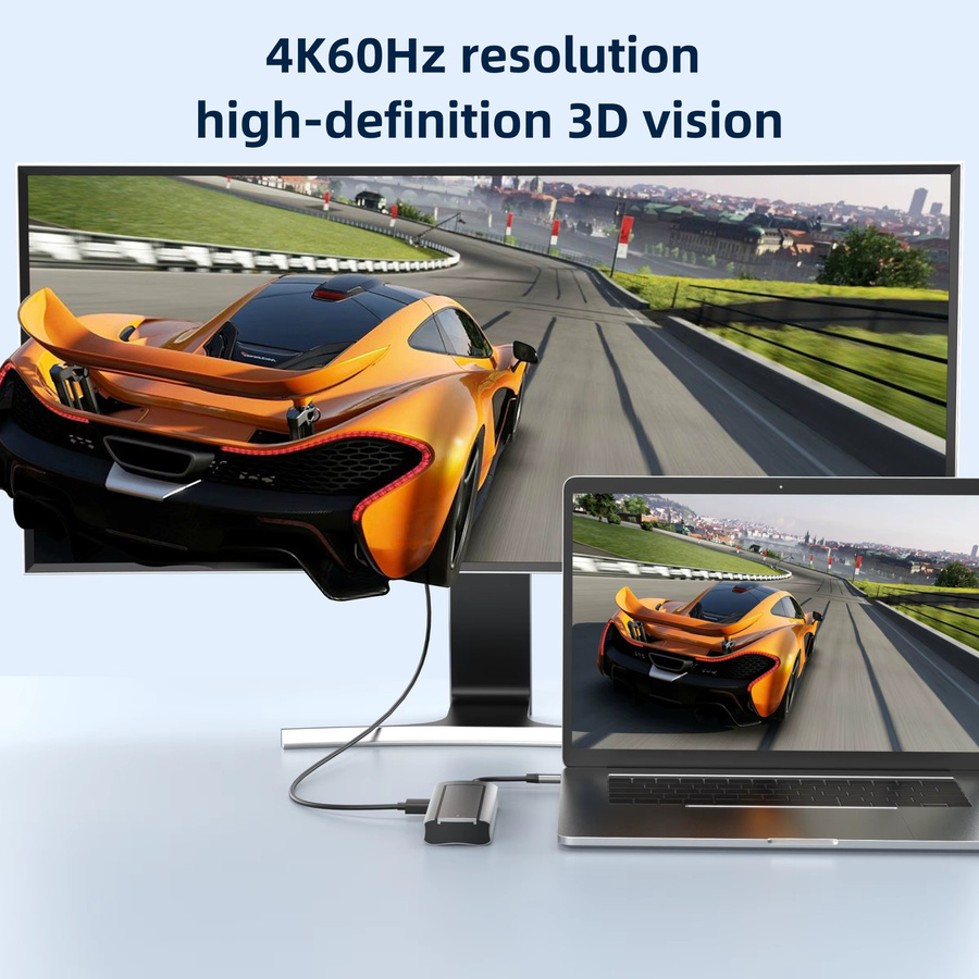 6-in-1 USB-C Dockingstation mit M.2 SSD SATA NVME Speicherfunktion und HDMI für MacBook Air M1 M2, Farbe: Silber - Bild 4
