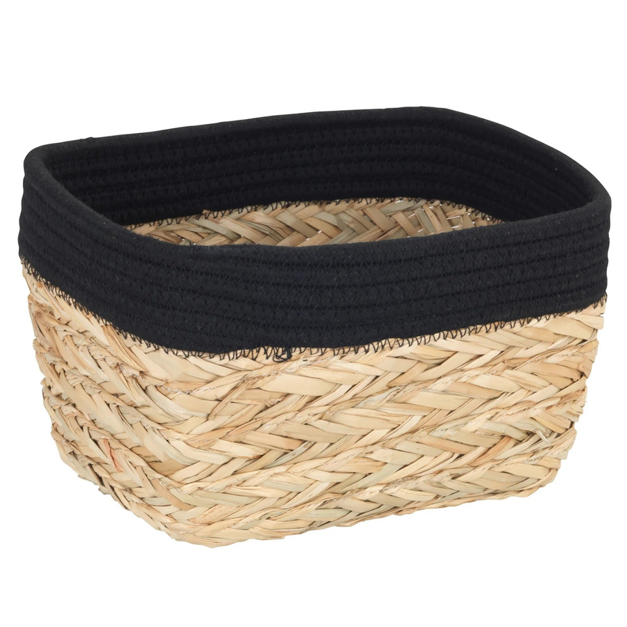 Wenko Aufbewahrungskorb Rika aus geflochtenem Borstengras, Schwarz, B: 25 cm, T: 15 cm, H: 18 cm - Bild 2
