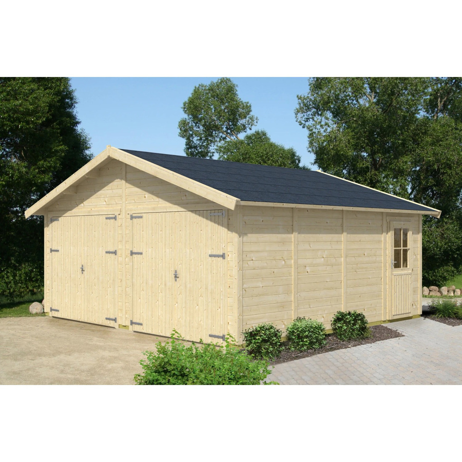 Holzgarage Varberg von Skan Holz in Natur und Beige, Breite: 570 cm, Tiefe: 525 cm - Bild 2