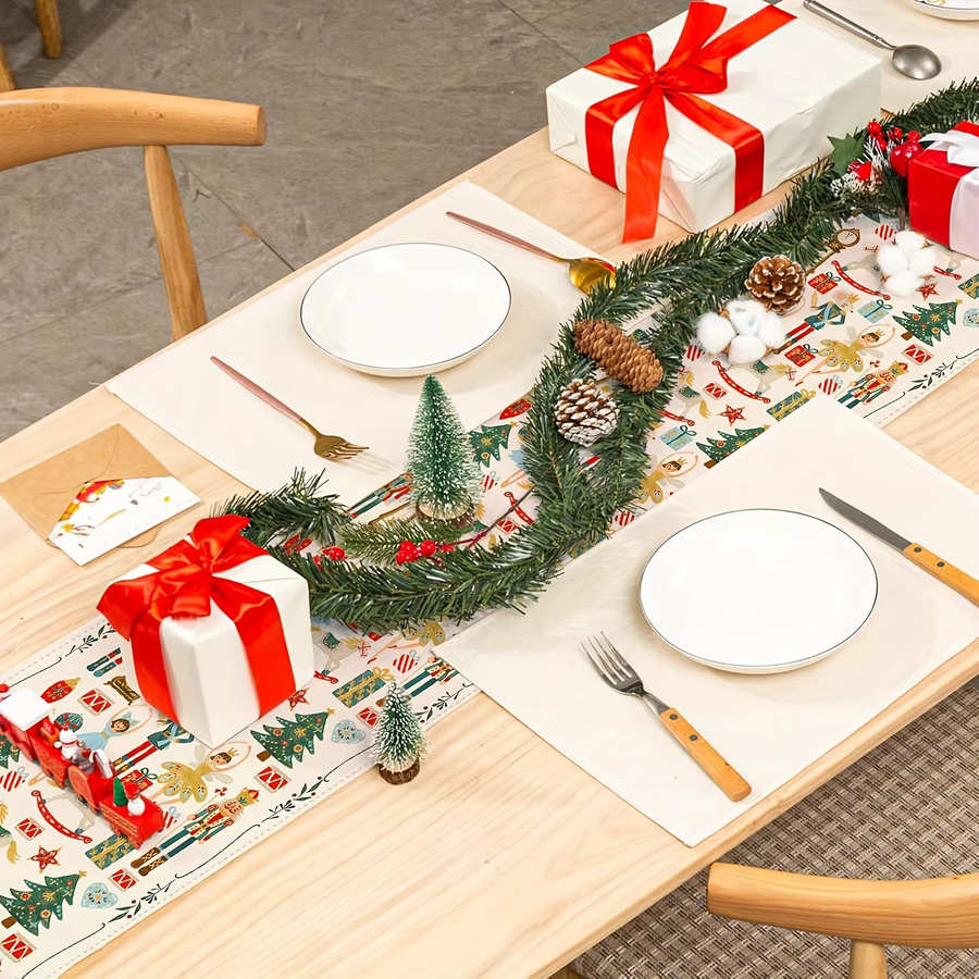 ZZN Weihnachts-Tischläufer Vintage Nussknacker Aquarell-Design aus Polyester, Mehrfarbig, B: 183 cm, H: 33 cm - Bild 4