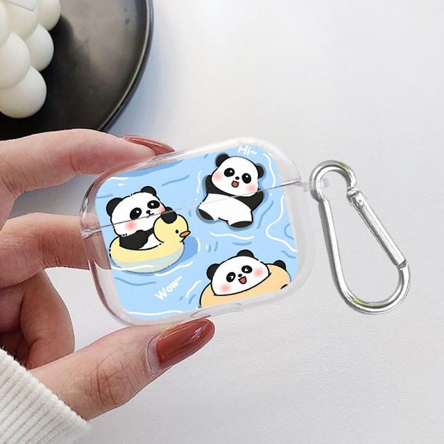 Happy Panda Schutzhülle für AirPods Pro, Pro 2, Pro 3 und Pro 4, transparent - Bild 1