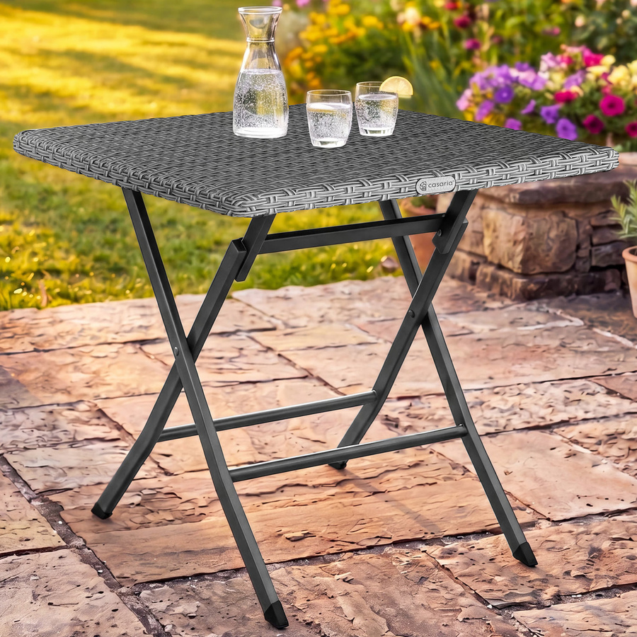 Casaria Polyrattan Klapptisch Rom in Anthrazit B/T/H: 75 x 65 x 65 cm - Bild 2