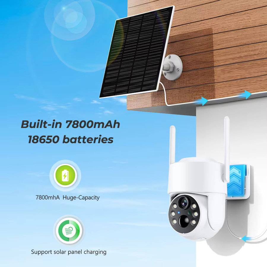 ANBIUX HD 8MP Drahtlose Solarkamera Outdoor WiFi PTZ IP Kamera mit eingebauter Batterie in Weiß für iCsee App Videoüberwachung - Bild 5