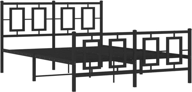 vidaXL Bettgestell aus Metall mit Kopf- und Fußteil in Schwarz, klassisches Design, Stahl pulverbeschichtet, B/T/H: 135 x 190 x 91 cm - Bild 1