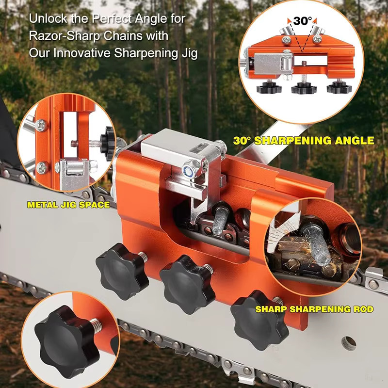 NIUXIANG Elektrisches Kettensägen-Schärfgerät in Orange für Gartenarbeit und Holzbearbeitung - Bild 4