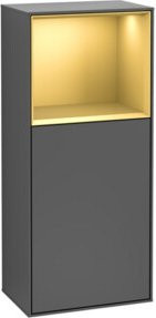 V&B Finion Seitenschrank mit LED-Beleuchtung und offenen Regalen, Anthrazit Matt, B: 41,8 cm, H: 93,6 cm - Bild 1
