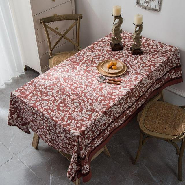 A Family Of Home Textiles Tischdecke im Landhausstil mit Blumen und Vögeln, Orange/Rot, B/T: 140 x 260 cm - Bild 1