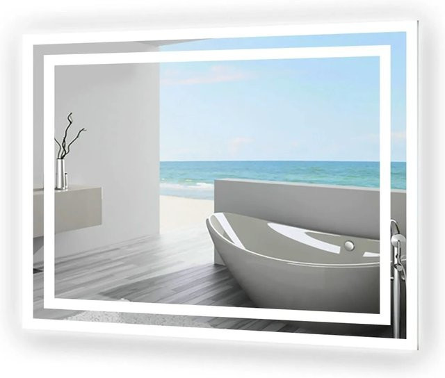 Aica Sanitär Badspiegel mit LED Beleuchtung Kaltweiß, Rechteckig, B: 60 cm, H: 50 cm - Bild 1