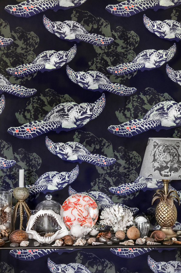 Studio Lisa Bengtsson Tapete Cloudy in Blau mit Tiermotiv im skandinavischen Design - Bild 2
