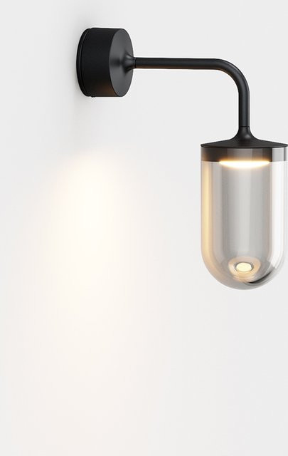 aam.2 LED-Wandleuchte in Schwarz mit transparentem Glas für Garten und Terrasse, IP44 wetterfest - Bild 1
